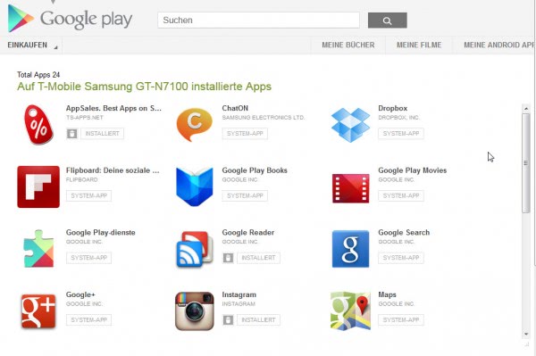 google play apps on one page