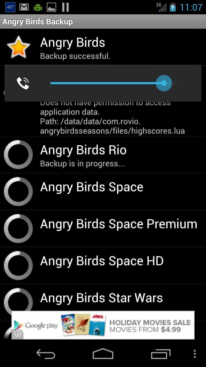 angry birds backup