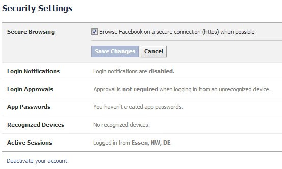 facebook secure browsing