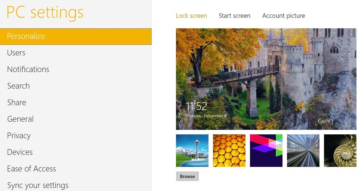 Change Windows 8's lock screen using Bing's background images - gHacks Tech  News