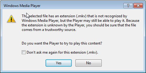 windows media player mkv error
