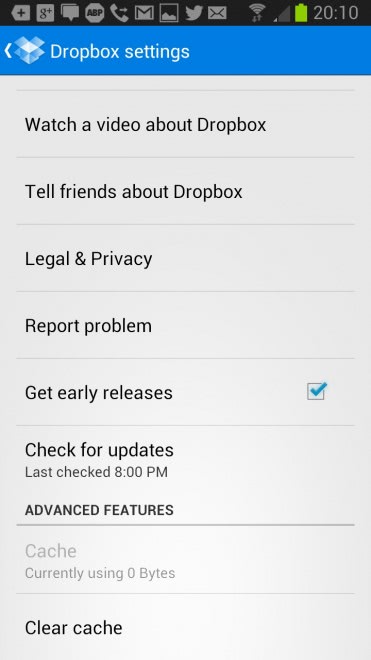 dropbox android experimental build-upgrade