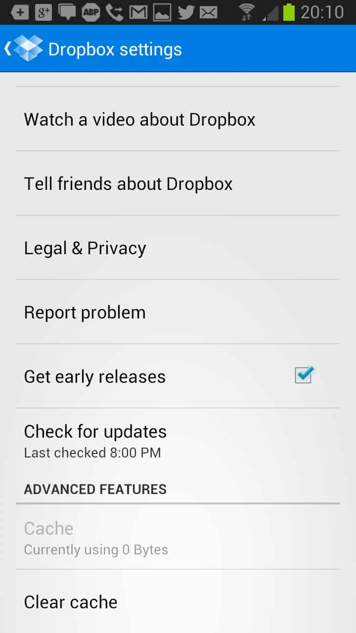 dropbox android experimental build-upgrade