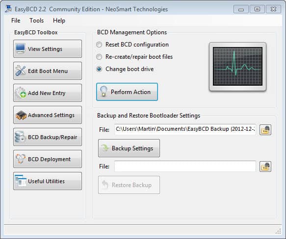 easy bcd change boot drive