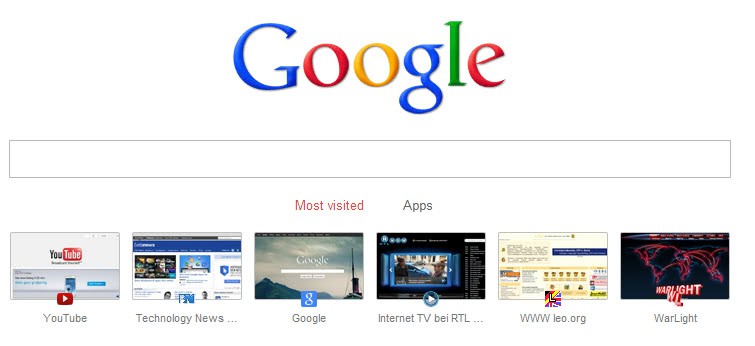 google chrome new tab google search
