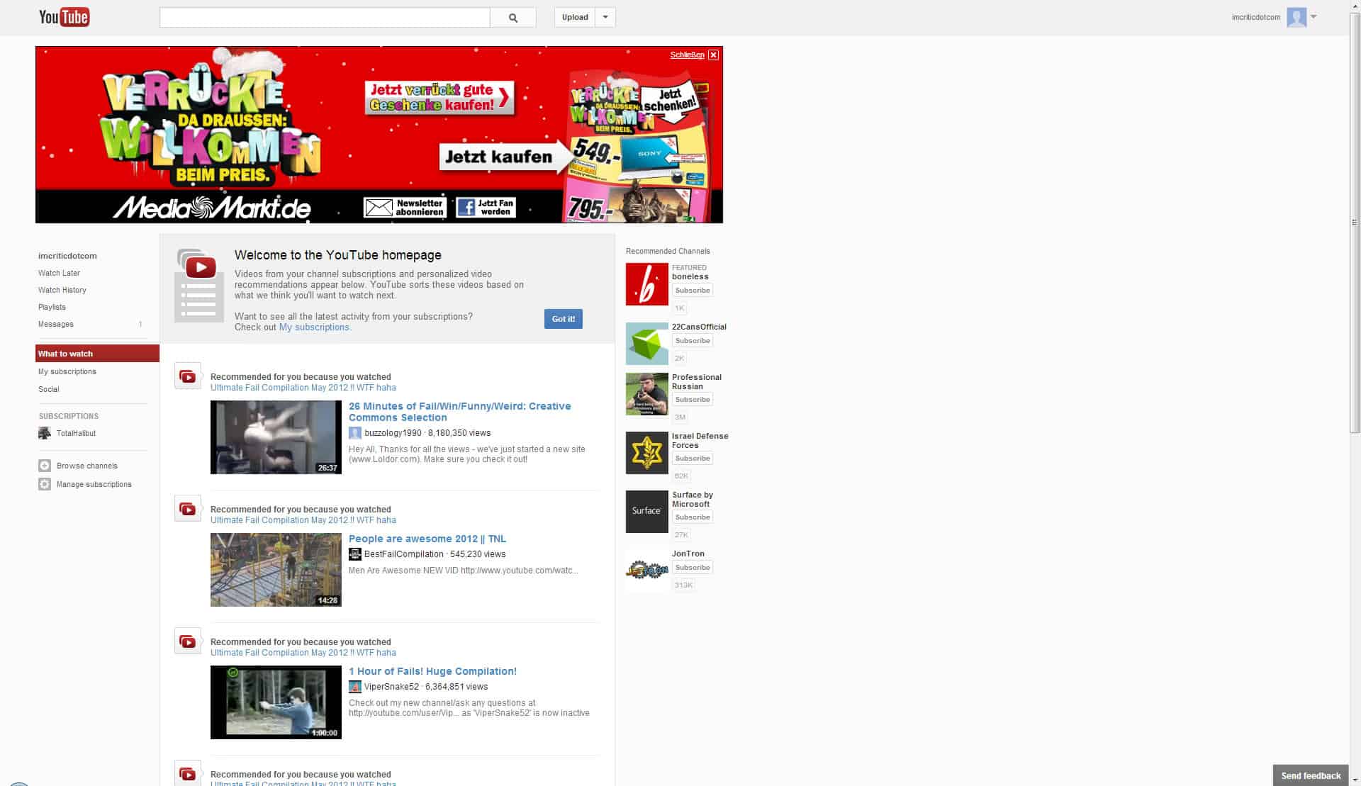 new youtube design