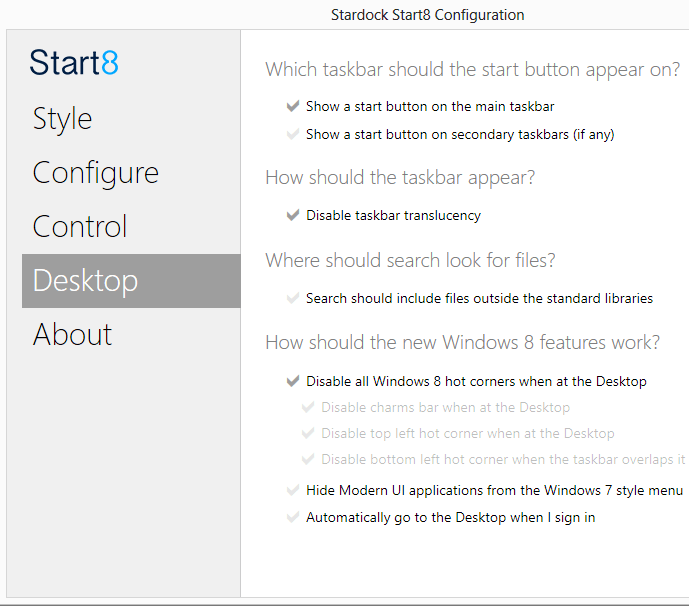 stardock start8 config