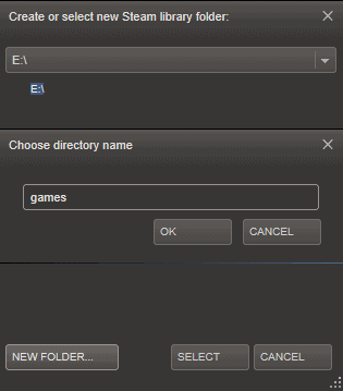 steam create new library