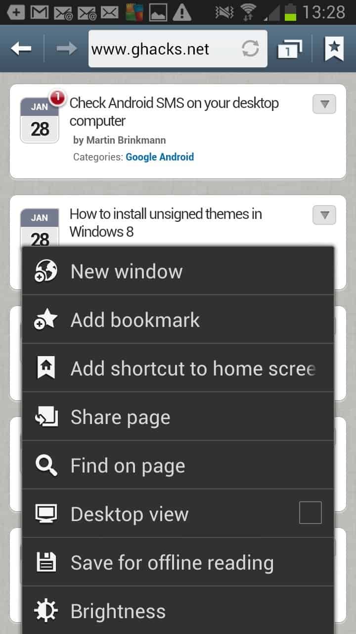 android shortcut website home screen screenshot
