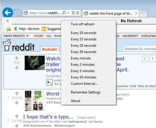 internet explorer refresh