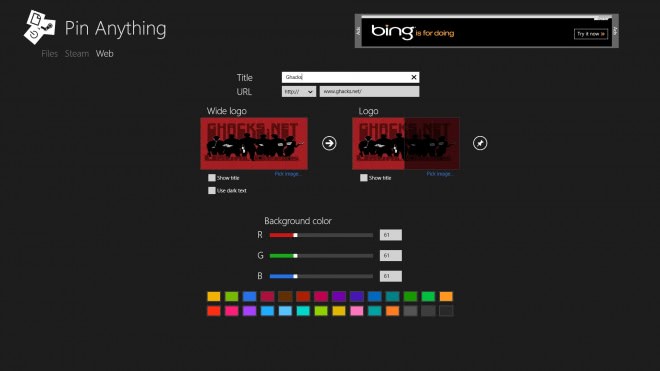 Pin Anything to Windows 8's start page