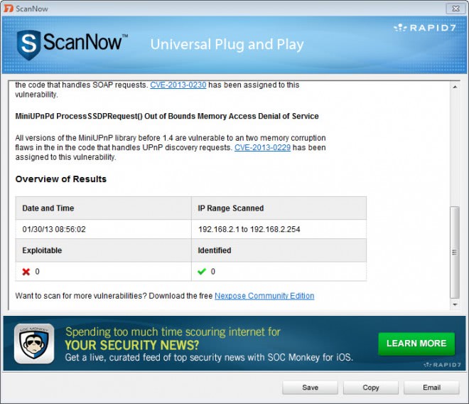 scan upnp vulnerabilities screenshot