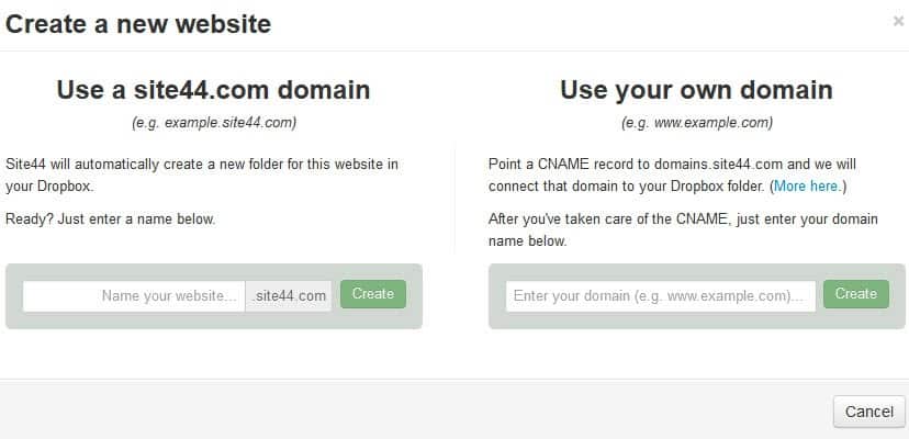 site44 host website dropbox