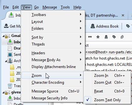 thunderbird text zoom