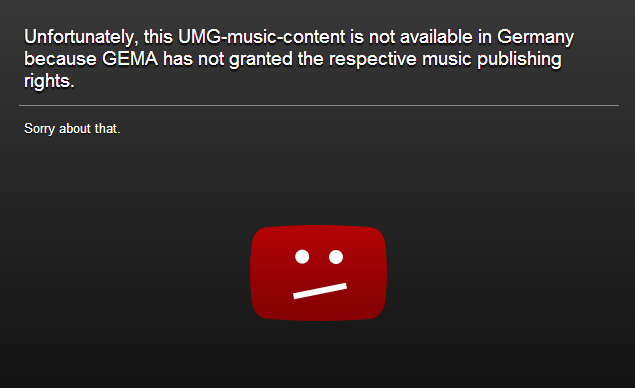 unfortunately music content not available youtube screenshot