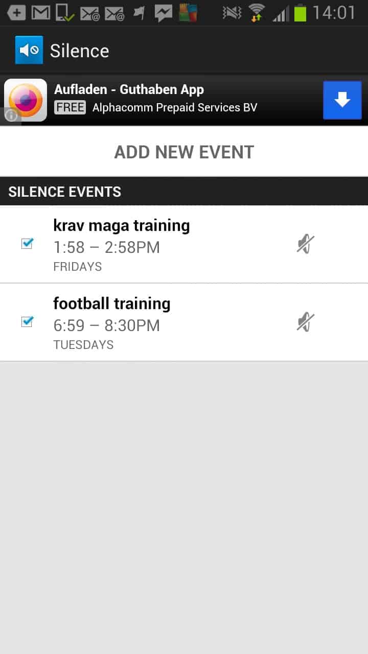 android silence on schedule screenshot