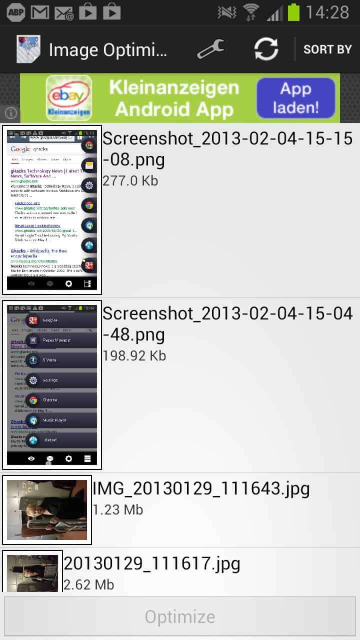 image optimizer android screenshot
