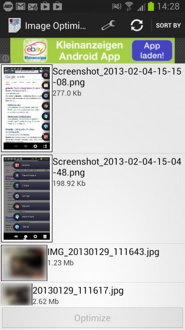 image optimizer for android screenshot