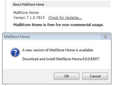 mailstore home update 8.0 screenshot