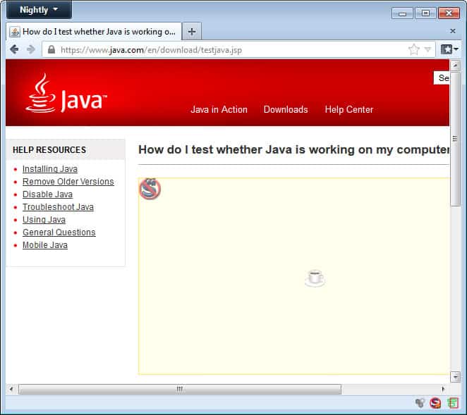 noscript blocking java screenshot