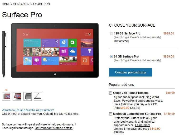 surface pro sold out