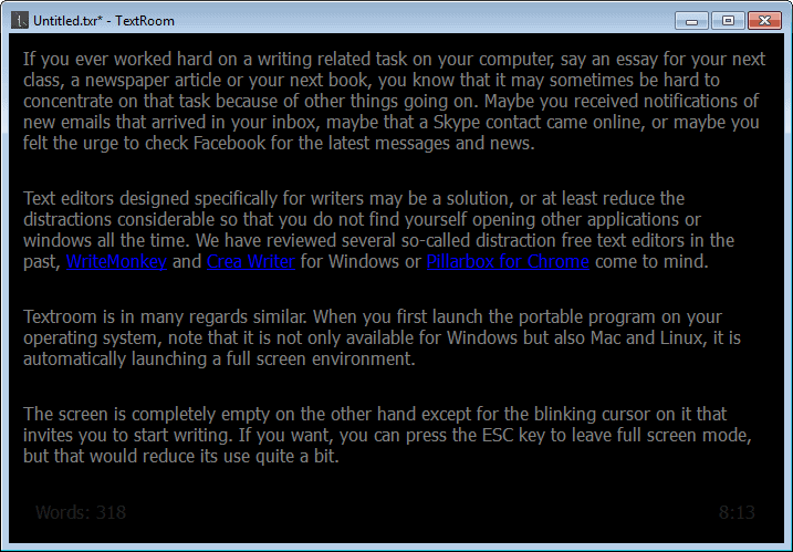 textroom text editor for writers screenshot