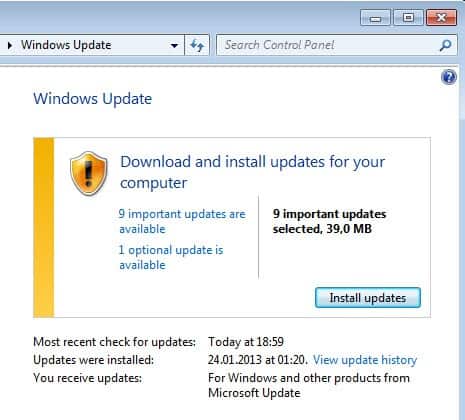 windows update february 2013