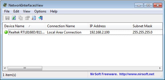 network interfaces view screenshot
