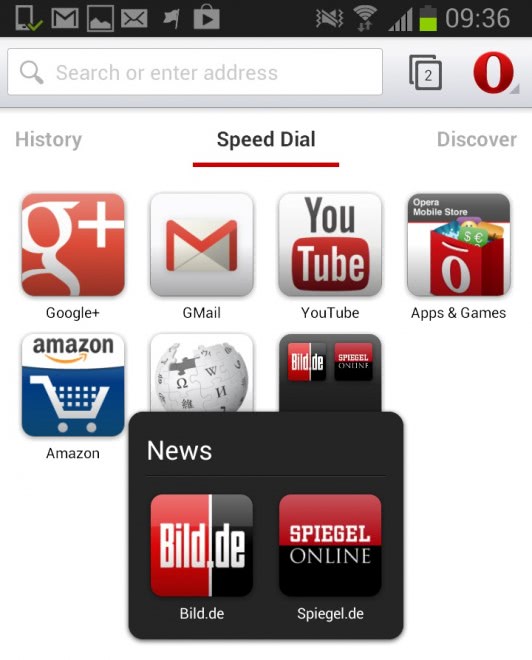 opera speed dial screenshot