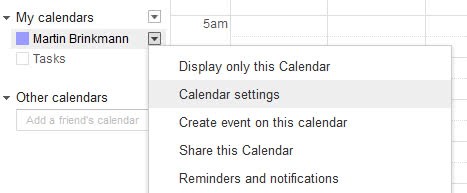 calendar settings