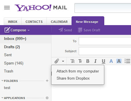 dropbox yahoo mail