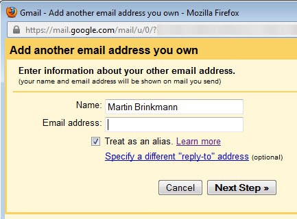 gmail add another email address