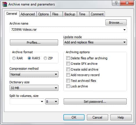 create rar with password