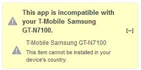 android incompatible apps