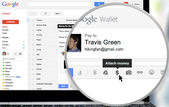 attach money gmail