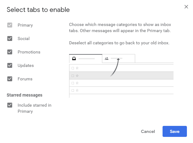 gmail remove tabs