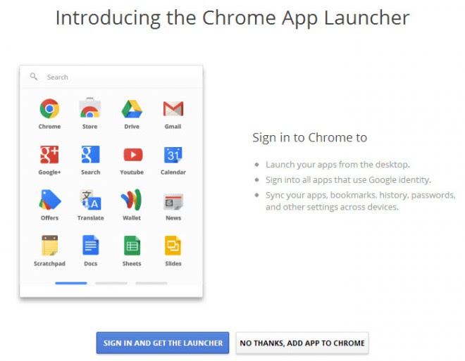 introducing the chrome app launcher