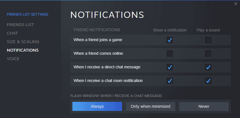 steam notifications