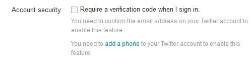 twitter two-factor authentication setup