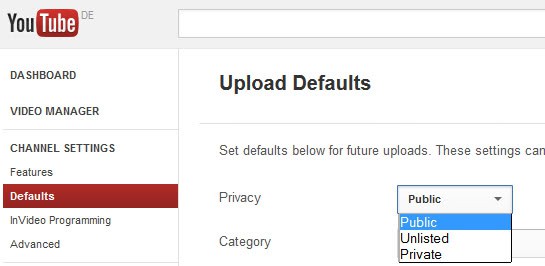 youtube privacy defaults