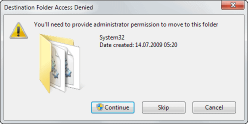 destination folder access denied