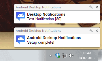 android desktop notifications