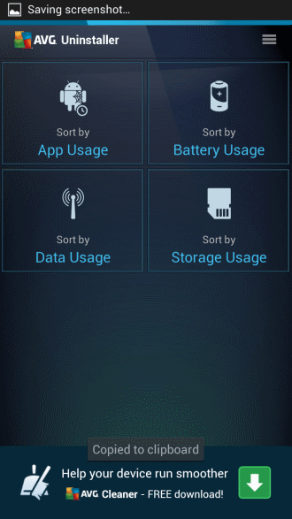 AVG Uninstaller for Android suggests to uninstall apps by usage