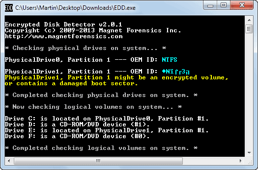 encrypted disk detector