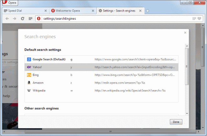 opera search engines