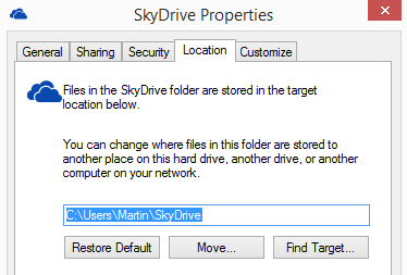 move skydrive location