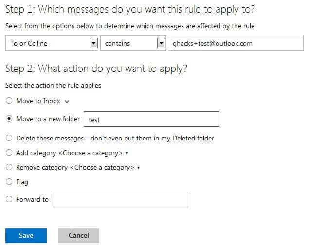 outlook create rules