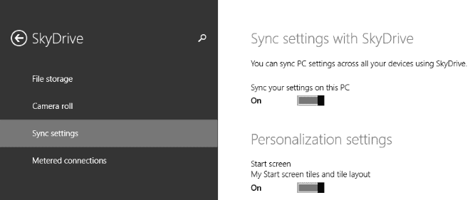 windows 8.1 sync settings skydrive