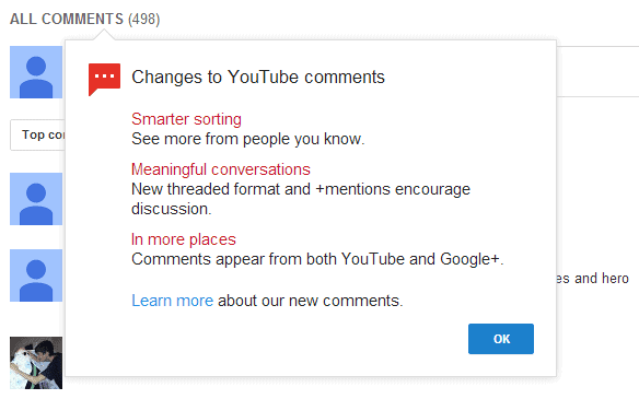 changes to youtube comments