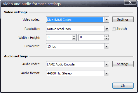 video audio format for recording